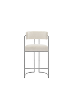 Tabouret de bar Ardenza en tissu et métal à dossier incurvé, couleur crème argentée