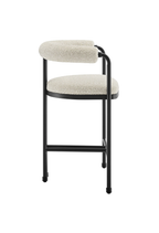 Tabouret de bar Aveline à dossier incurvé en métal et boucle, perle noire