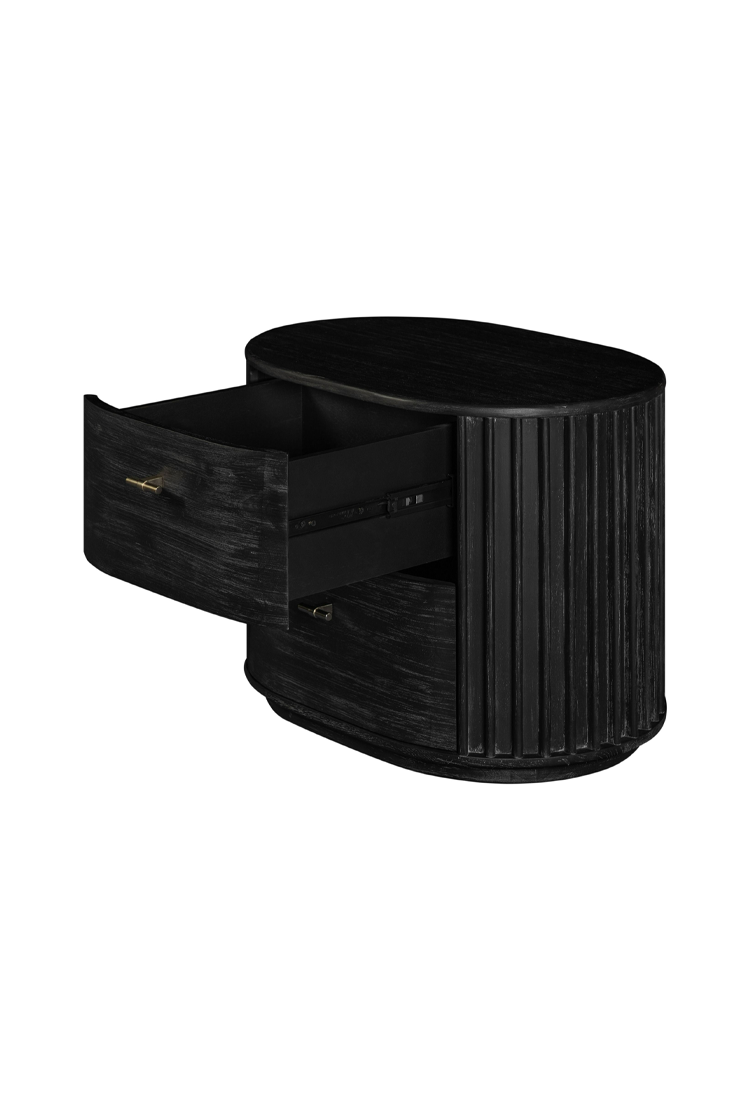 Table de chevet Cadenza en acacia, noire