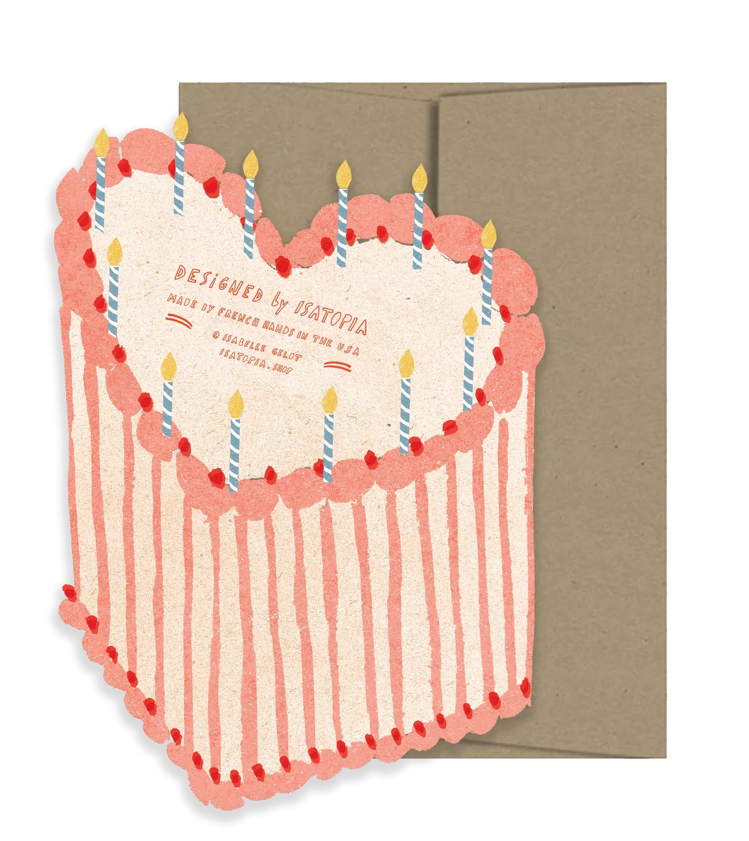 Carte d'anniversaire gâteau en forme de cœur 