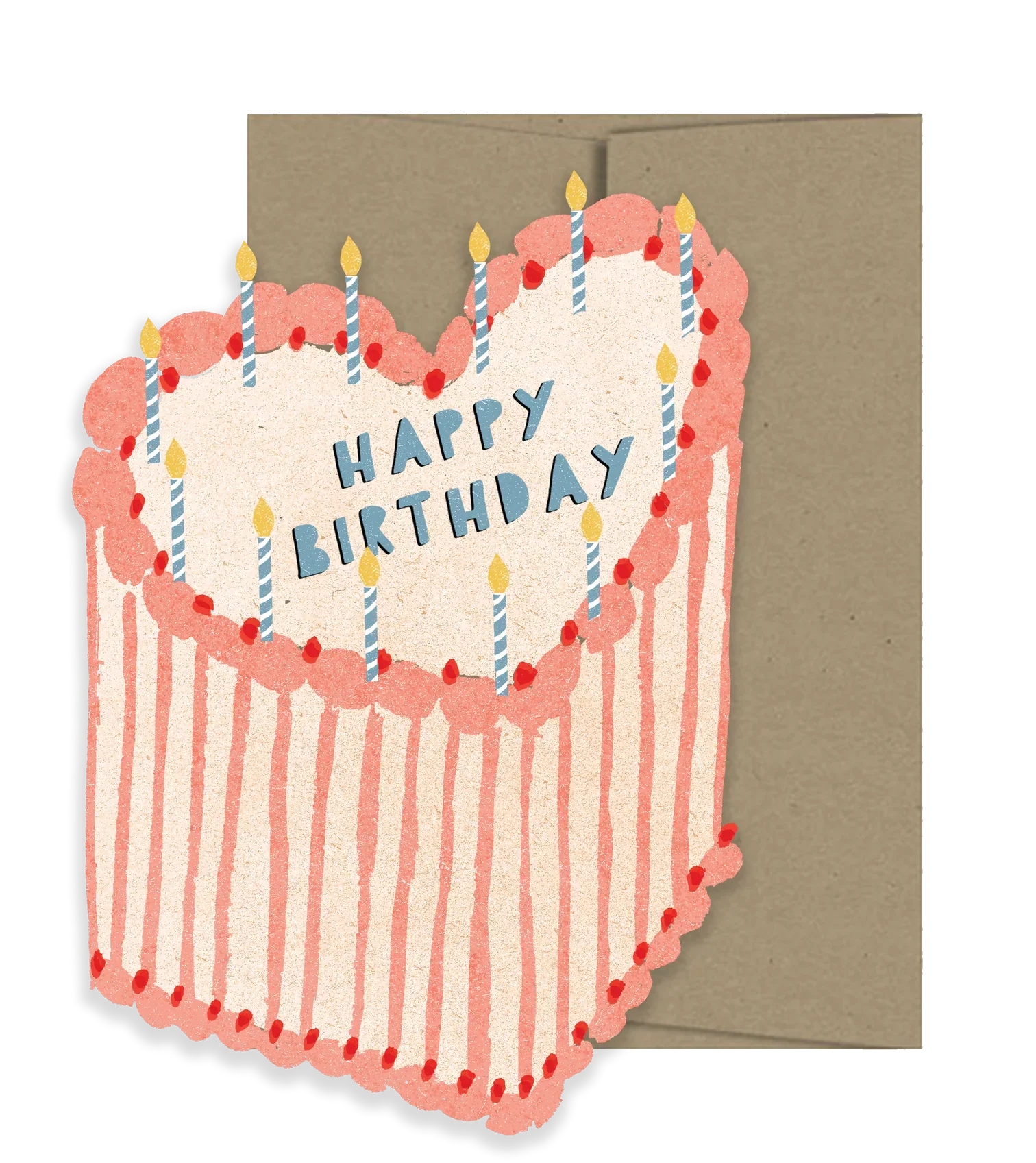 Carte d'anniversaire gâteau en forme de cœur 