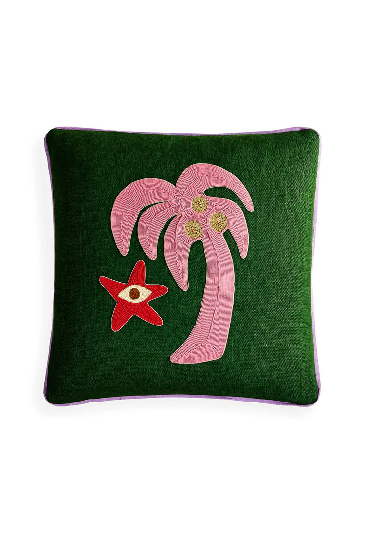 Oreiller à cordon Playa de Jonathan Adler, motif palmier