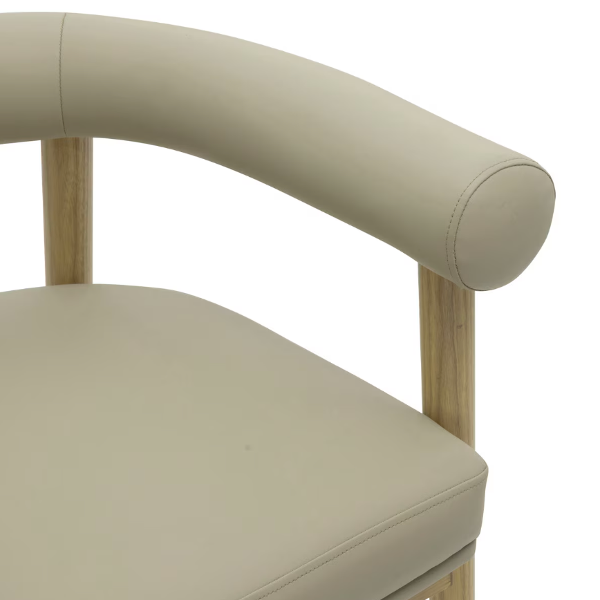 Tabouret de bar Para en cuir végétalien, taupe