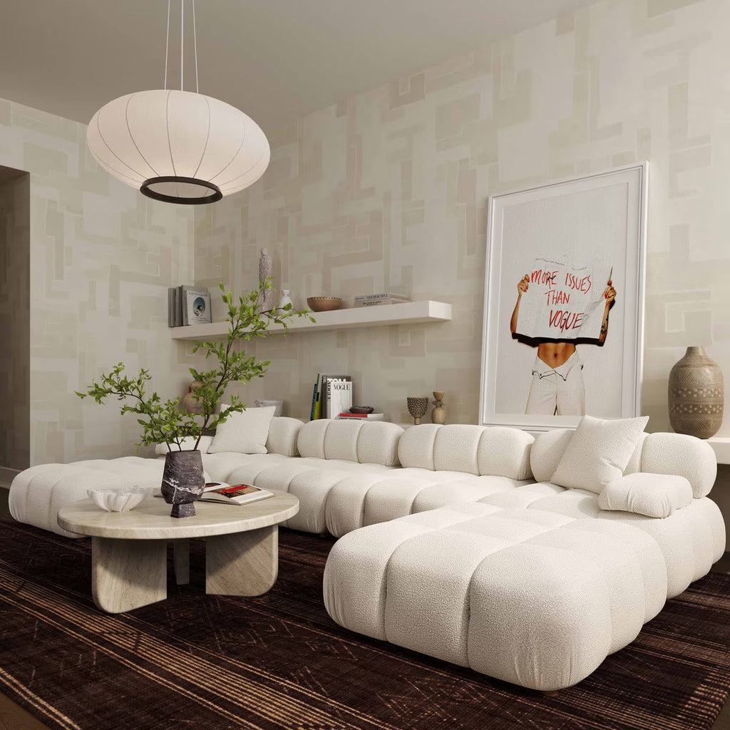 Canapé sectionnel en U végan Huggy Cream 6 pièces