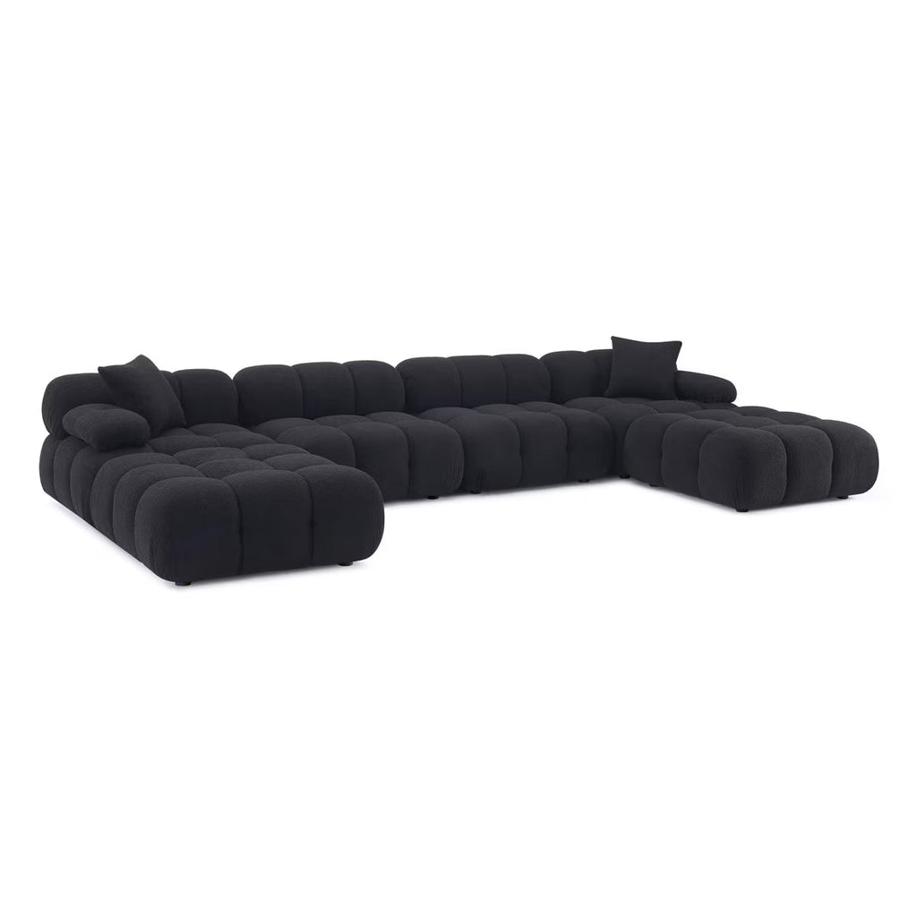 Canapé sectionnel en U Huggy Black Vegan 6 pièces