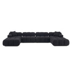 Canapé sectionnel en U Huggy Black Vegan 6 pièces