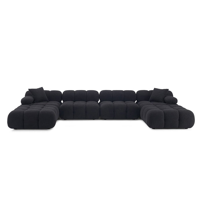 Canapé sectionnel en U Huggy Black Vegan 6 pièces