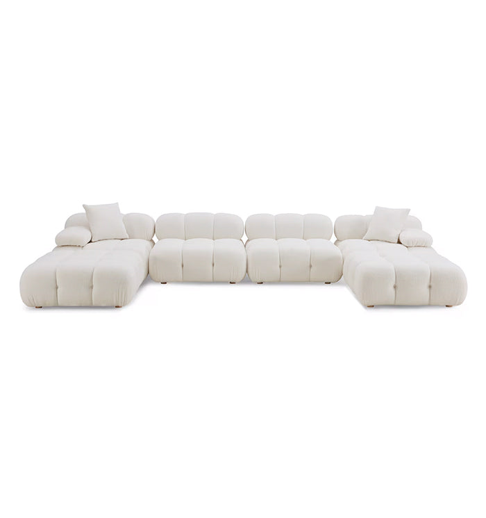 Canapé sectionnel en U végan Huggy Cream 6 pièces